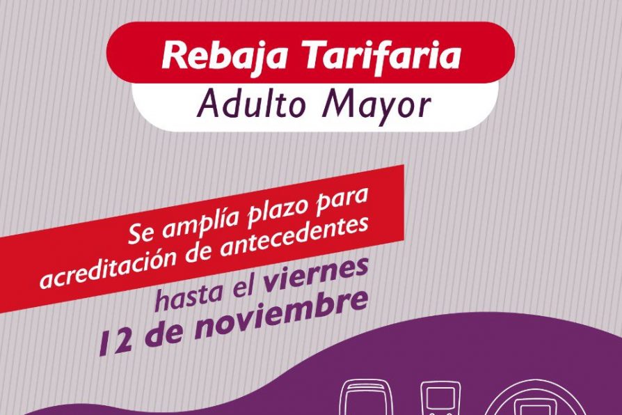 El 12 de noviembre vence el plazo para que operadores de buses acrediten antecedentes para el proceso de compensación económica Tarifa Adulto Mayor