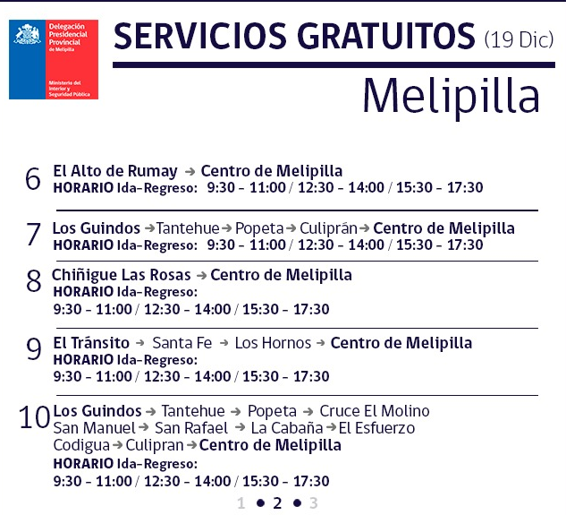 Nuevos sectores de la provincia de Melipilla tendrán transporte gratuito para elecciones del domingo 19 de diciembre