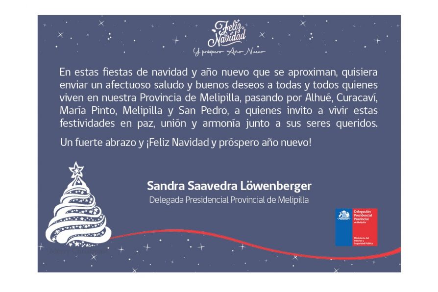 Mensaje de Navidad Delegada Presidencial Provincial de Melipilla – Sandra Saavedra