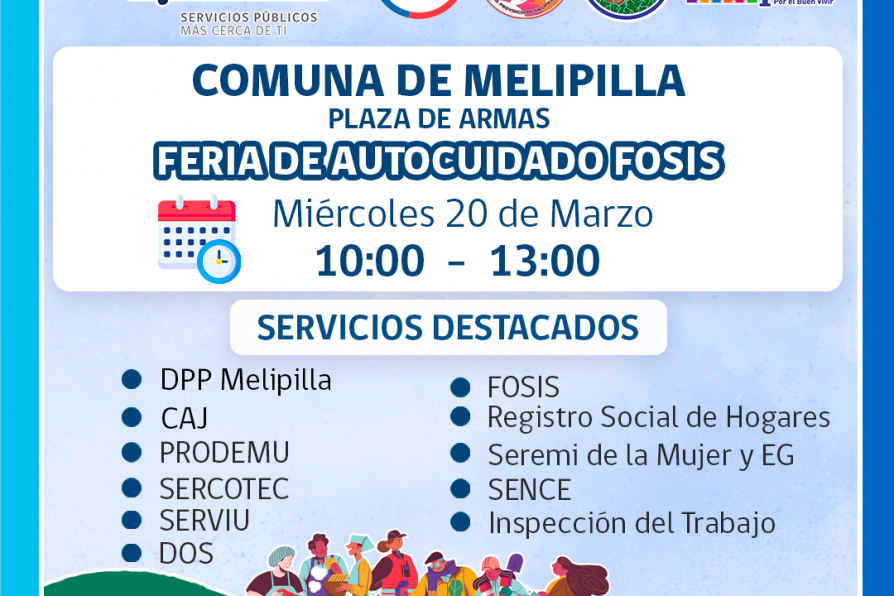 Gobierno en Terreno vuelve este miércoles 20 de marzo a Plaza de Armas de Melipilla en el marco de la “Feria de Autocuidado de FOSIS”