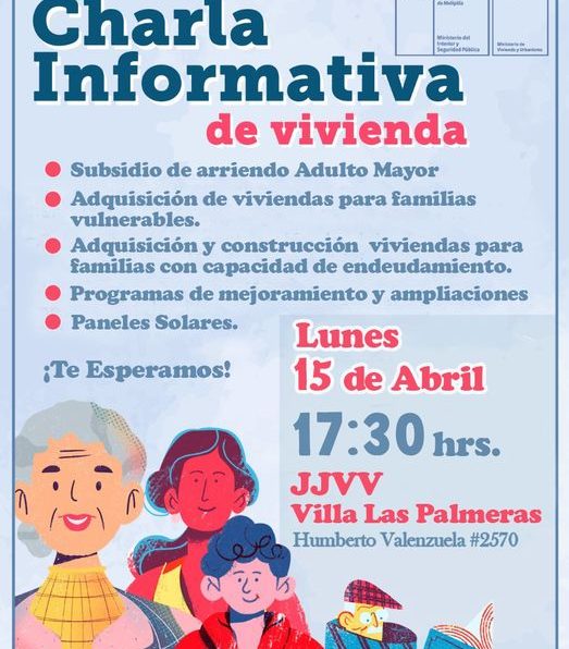 Hasta la Junta de Vecinos de Villa Las Palmeras de Melipilla se trasladará nueva Charla Informativa de Vivienda