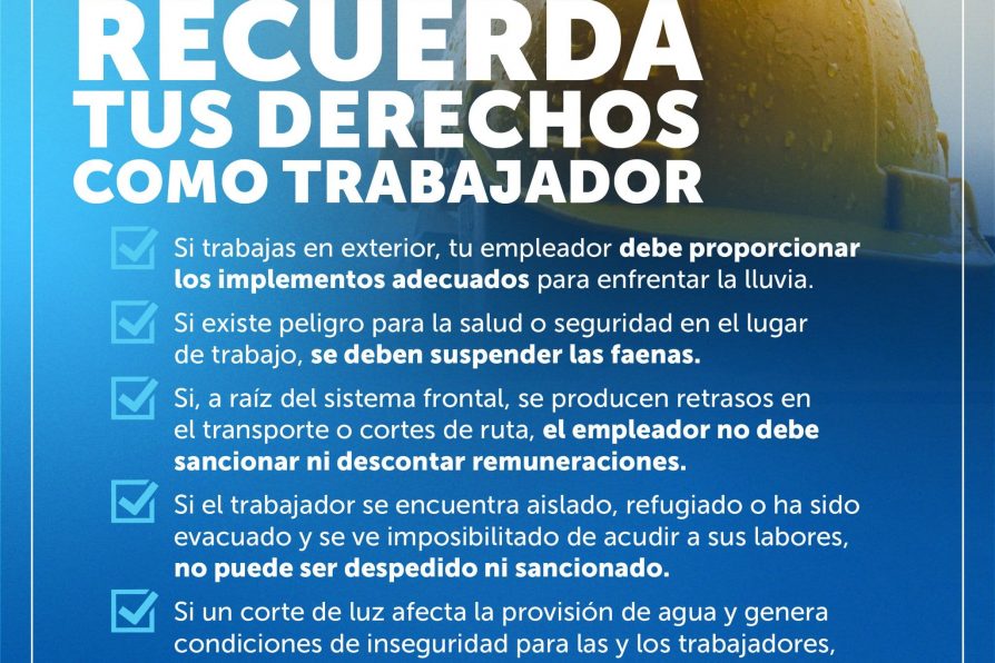 Causal de fuerza mayor por el mal tiempo impide el despido o descuento salarial de trabajadores/as que no puedan concurrir a sus labores