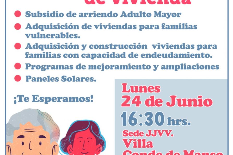 Nueva charla de subsidios de vivienda se realizará este lunes en Villa Conde de Manso de Melipilla