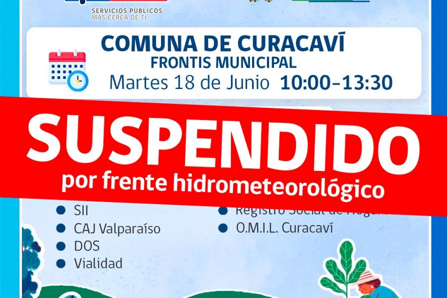 Informa suspensión Gobierno en Terreno Curacaví de este martes