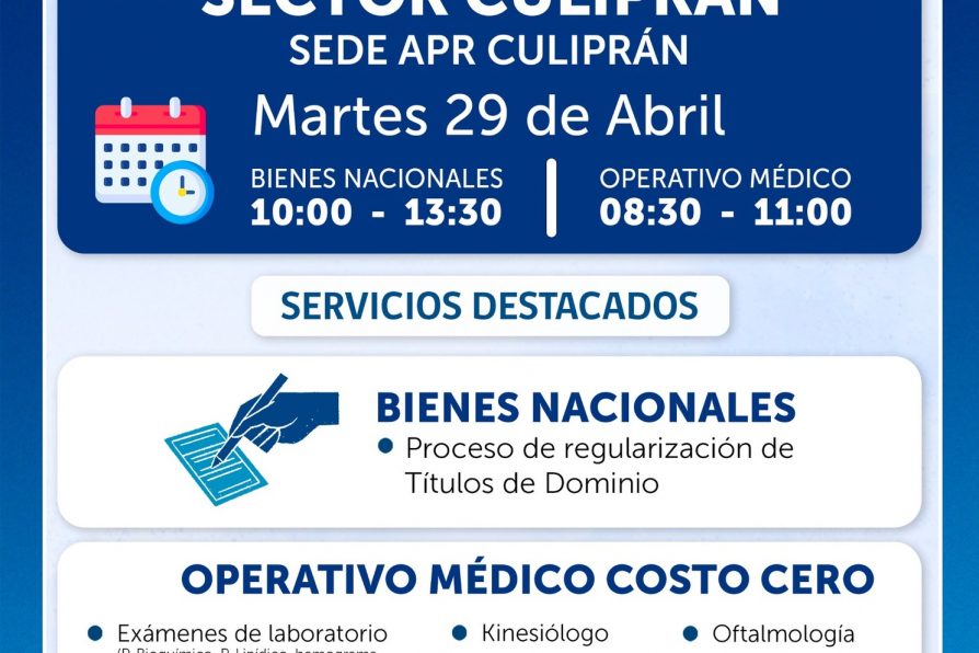 Delegación Presidencial de Melipilla invita a operativo especial de Gobierno en Terreno en Culiprán junto a Bienes Nacionales