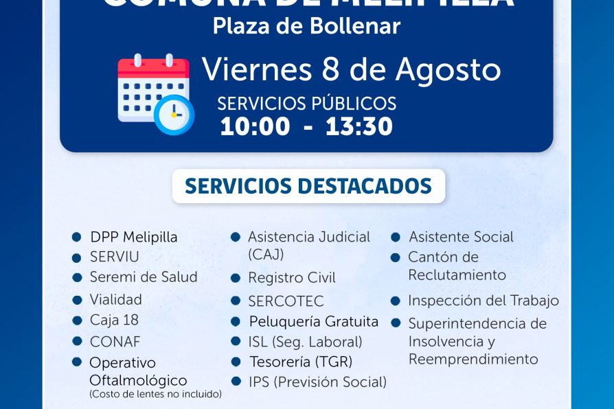Delegación Presidencial Provincial de Melipilla invita a la comunidad a participar de nueva jornada de Gobierno en Terreno en Plaza de Bollenar