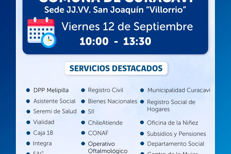 Gobierno en Terreno llegará este viernes a Curacaví con más de 15 servicios públicos a disposición de la comunidad