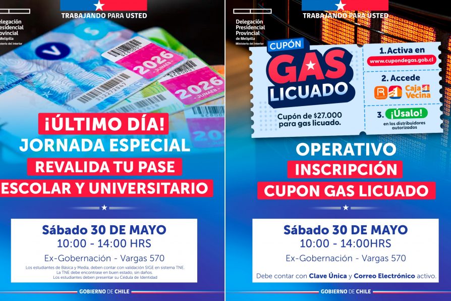 Gobierno en Terreno de Delegación Provincial de Melipilla realizará operativo especial este sábado para revalidación del Pase Escolar y activación del Cupón de Gas